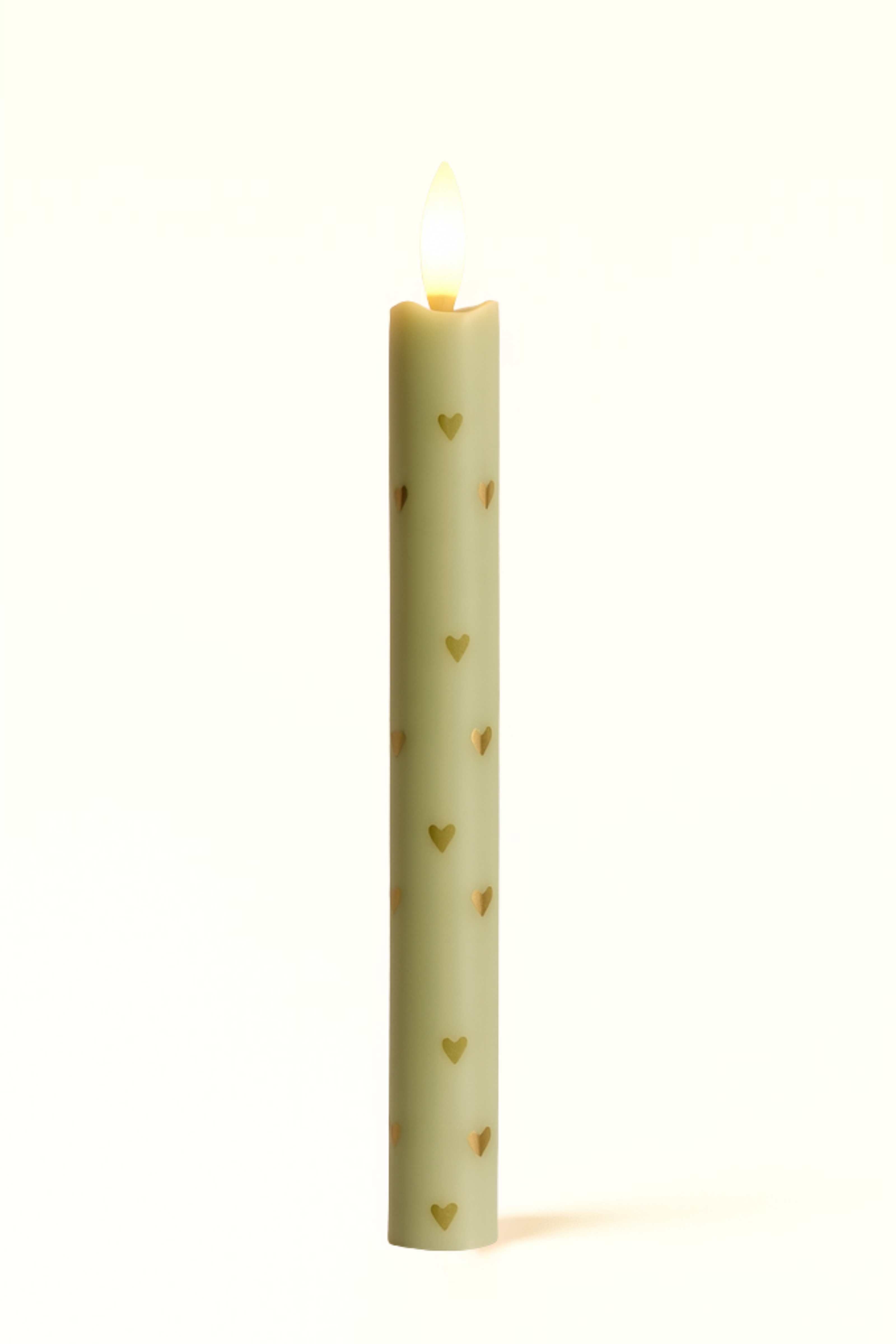 LED Pillar Candle Hearts Green